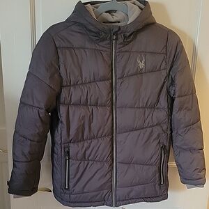 Boys sz M (10-12) Spyder Gray Puffer Jacket with Hood